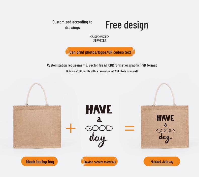 Retro Bamboo Handle Jute Bag - Waterproof, Laminated, Eco-Friendly