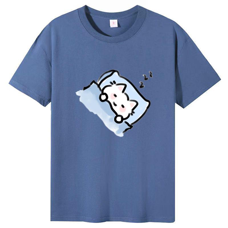 Dámské léto Populární tričko s krátkým rukávem Bavlna Prodyšné Volný top Potištěné tričko Ležérní