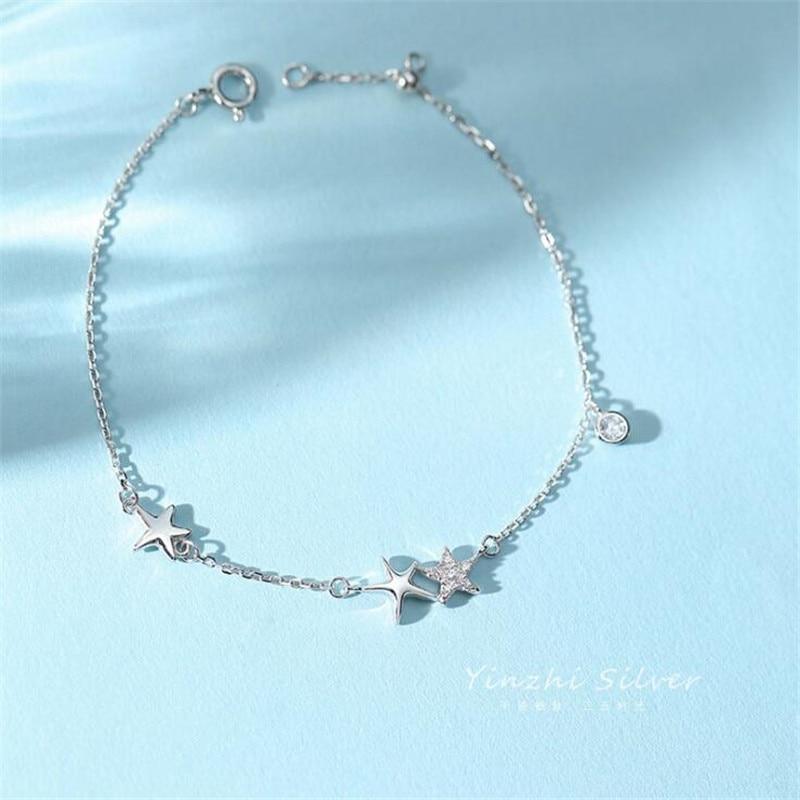 New Temperament Fashion Exquisite Starfish 925 Sterling Silver Jewelry Personality Universe Starry Popular Bracelets Sb223