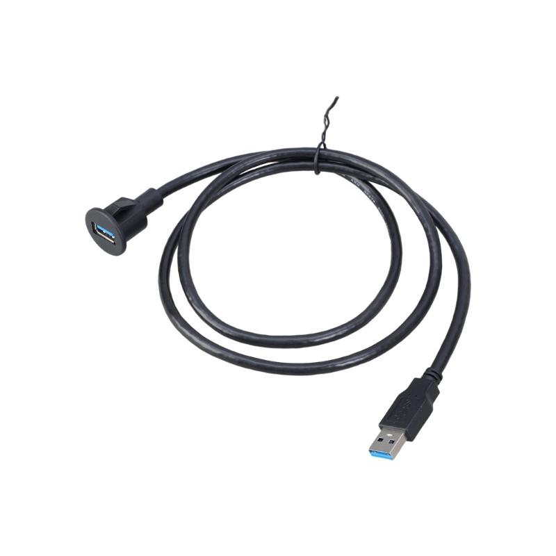 104cm USB3.0 Male To Female Extension Cable Plastic Texture for Car Dashboard Panel Mount with 5Gbps Data Transfer