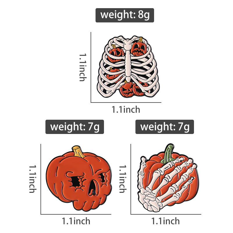 Halloween Skull Pumpkin Enamel Pins Custom Creative Skeleton Brooches Lapel Badges Clothes Punk Jewelry Gift for Kids Friends