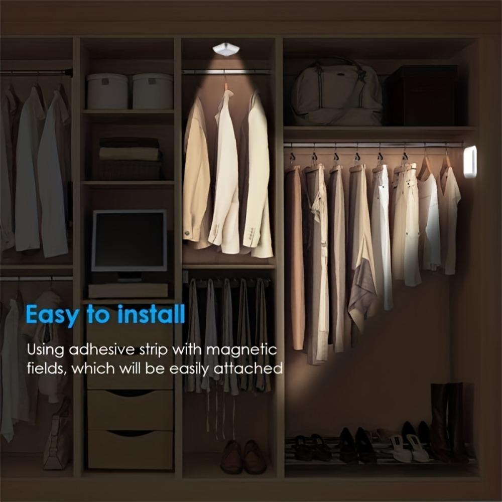 1pc 6LED Wireless Motion Sensor Night Light, LED Wall Lamp for Bedroom, Corridor, Cabinet Under Light, Indoor Decoration(3 AAA, Not Included)