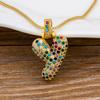 Nidin Fashion Luxury 26 Letters Copper Zircon Pendant Necklace for Women Rainbow Initials Name Necklace Wedding Party Jewelry
