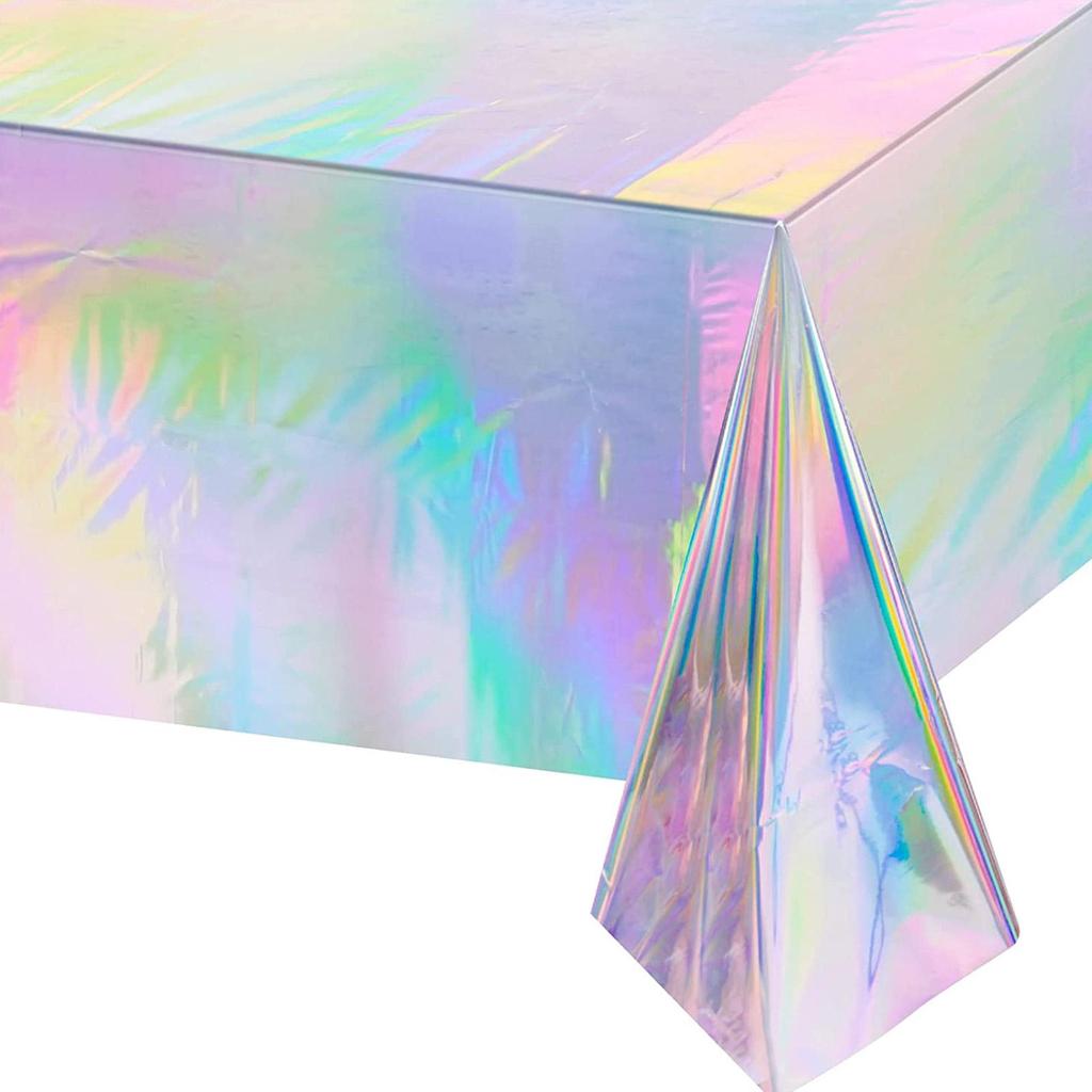 Plastic Iridescent Christmas Party Foil Table Cover Table For Wedding Party Decoration Tableclo I6Y0
