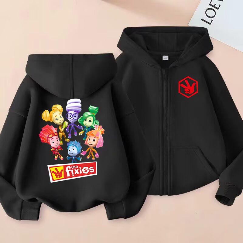 Zip Up Sweatshirts The Fixies Printed Hoodie Children Clothes Kid Girls Boys Sweatshirt Cartoon Zipper Hoody Baby Casual Tops