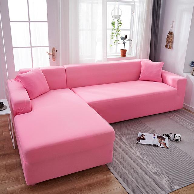 Spandex Elastisch Effen Kleur Hoes Bank Spandex Elastisch Stofdicht Bankhoezen Hoeslakens Voor Woonkamer 1 /2 /3 /4 Zits Set 1Pillowcase 45x45cm