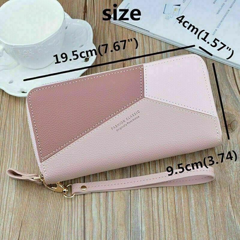 Women Ladies Leather Wallet Long 2 Zip Purse Card Phone Holder Clutch Handbag
