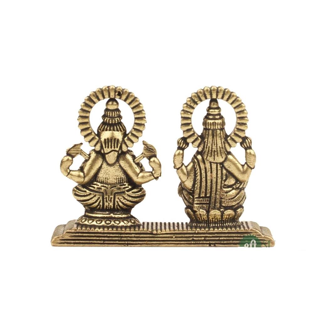 Laxmi Ganesha Idol for Good Luck & Worship | 1.5" Small Hindu God Statue Figurine Perfect for Decoration Puja & Gifting Purpose Sculpture