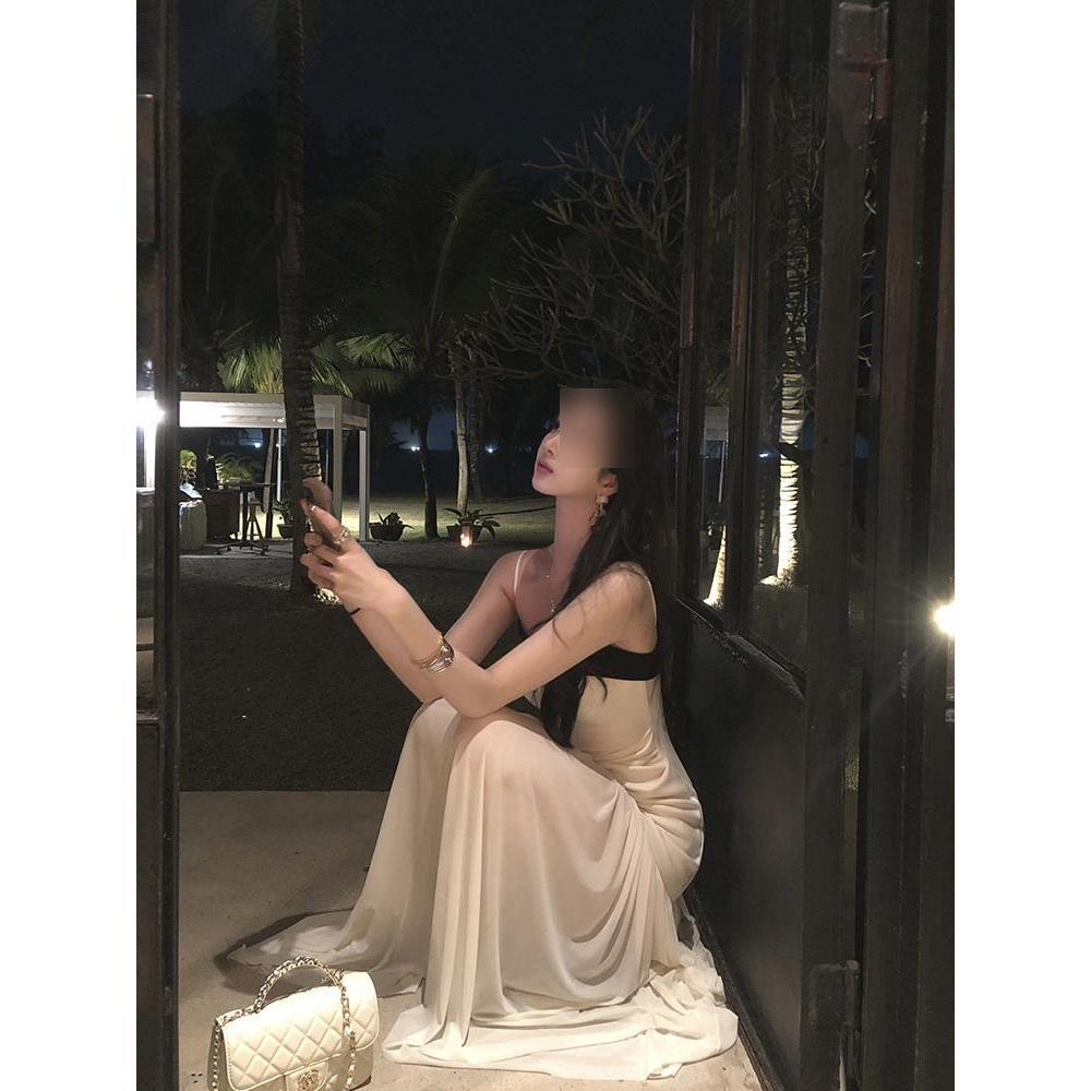 

Платье из сетки внахлест, женское весеннее драпированное по талии, сарафан, очарование, легкий аромат, контрастная длинная юбка XL- (recommended 110-60kg)