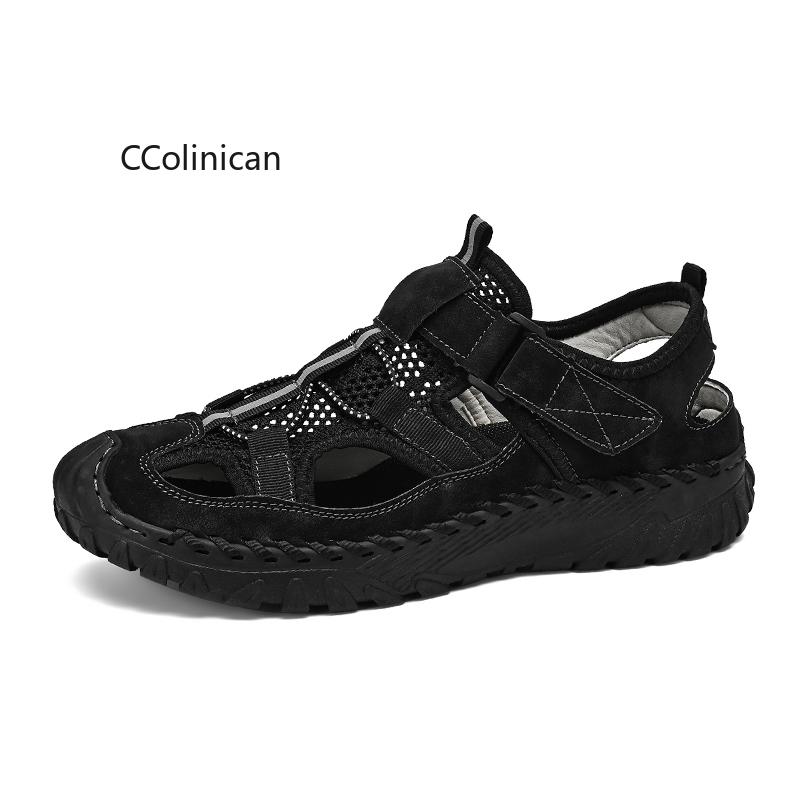 Hot Summer Men Breathable Casual Sandals Thick Base Fashion Trendy Outdoor Comfortable Beach Shoes Anti-Slip Hole Plus Size