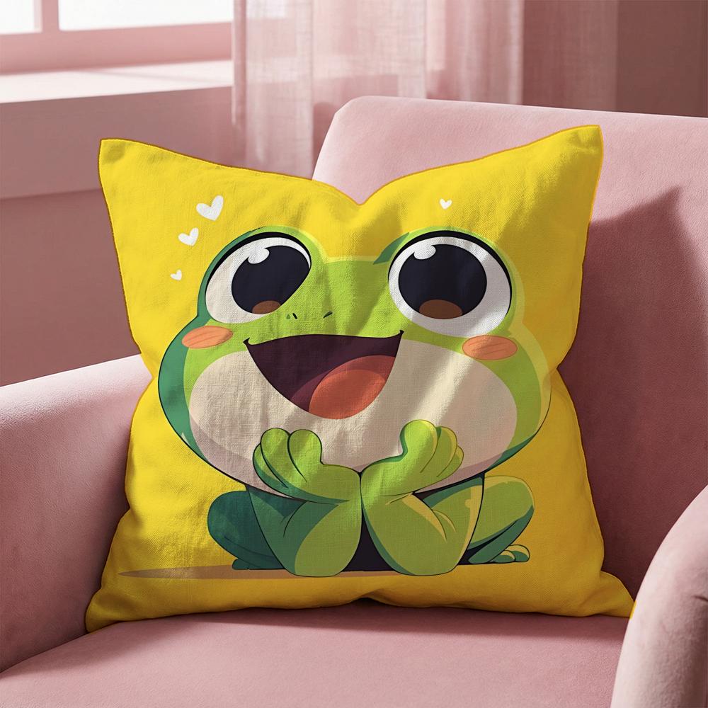 Animal cute frog Cushion Cover MultiScene Pillow Cover for Home  Car  Reversible Soft  Durable for Daily Use