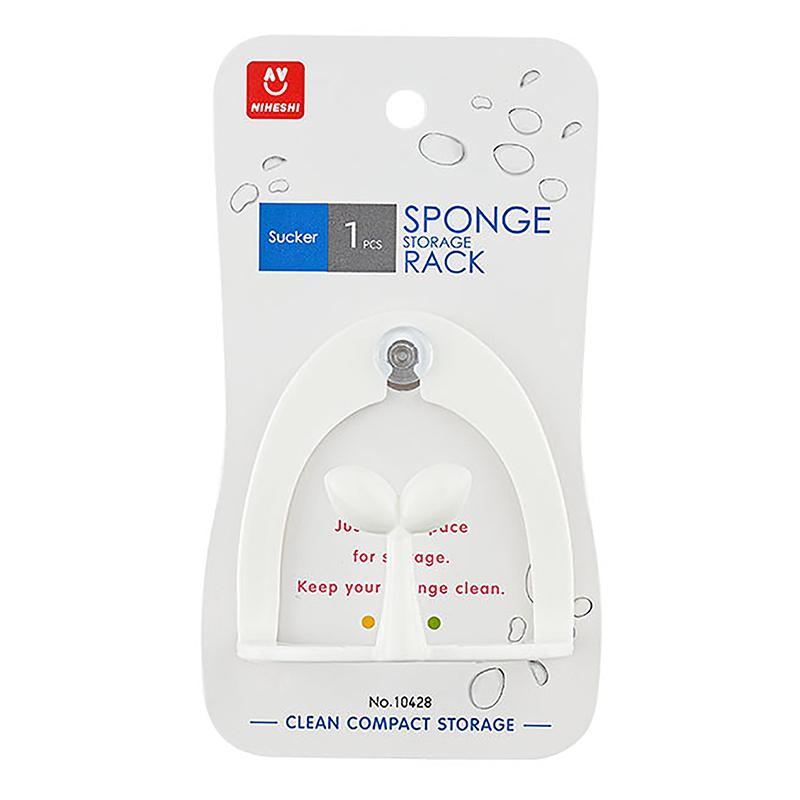 

Подставка для слива губки Тряпка для раковины Подставка для хранения губки Вешалка для хранения на кухне Бесплатная подставка для губки на кухне Присоска Держатель для губки белый
