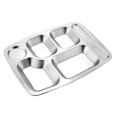 Rechteckiges 6-Fächer-Tablett aus Edelstahl 304