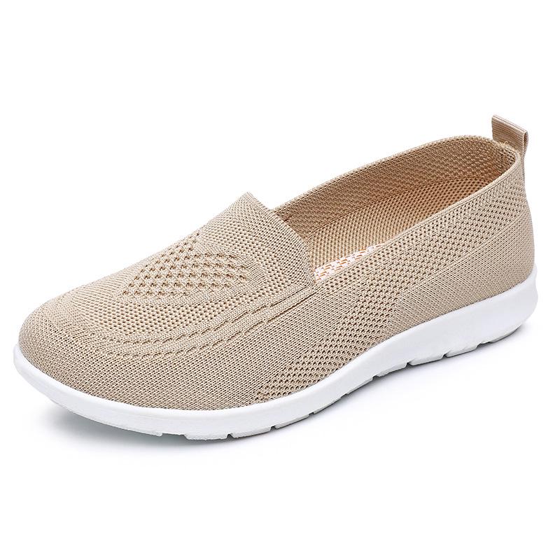 Women's Breathable Flyknit Slip-On Flat Shoes, Plus Size, Casual Spring Style