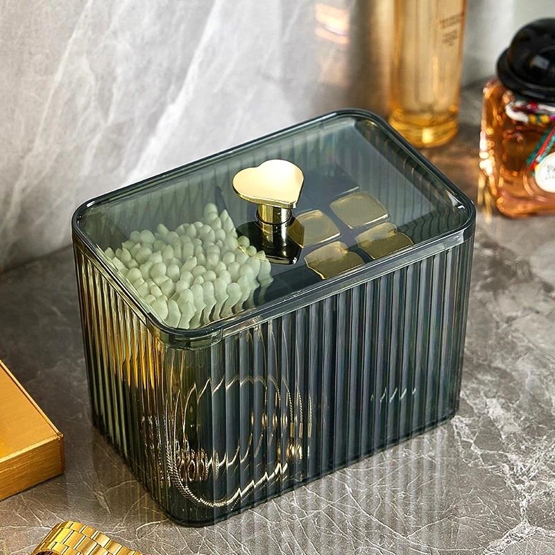 Acrylic Swabs Cosmetic Organizer Storage Box Desktop Dust-Proof Makeup Removal Cotton Lipstick Cosmetics Organization Holder