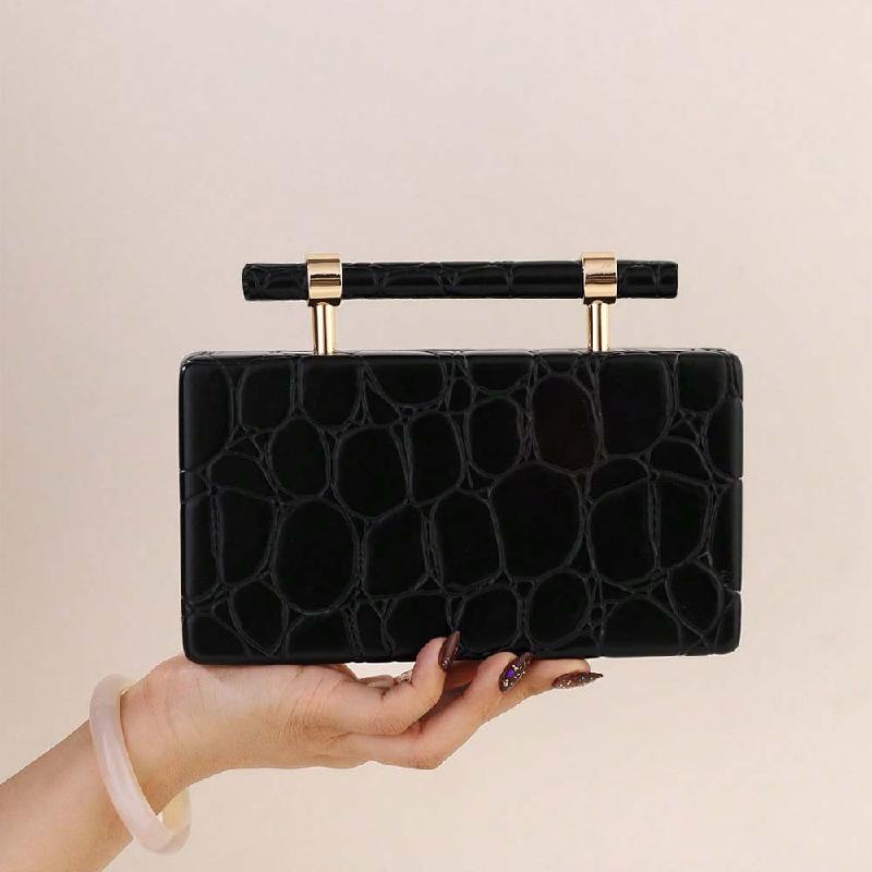 

Handbag Pu Leather Shoulder Clutch Evening Party Fashion New Crossbody Gold Handle Original Luxury Brands Bags Mark Women Purse 20x4x11cm чёрный