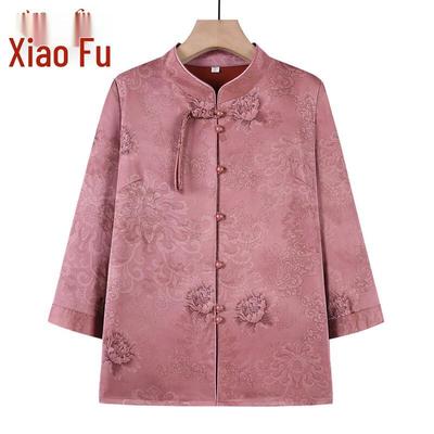 Xiaofu Sommerbluse im neuen chinesischen Stil für Frauen mittleren Alters