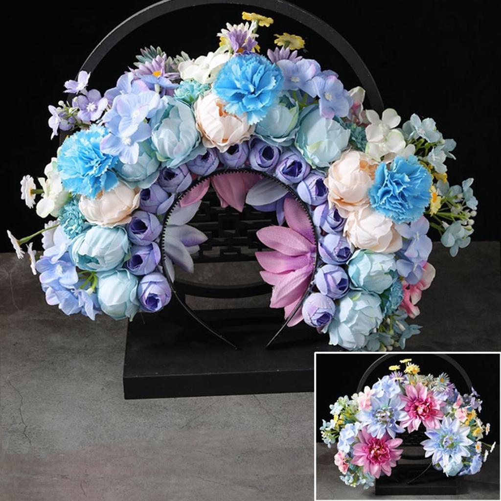 Ethnic Style Bridal Headband Hair Wreath Florals Crown Wedding Flower Headband Beach Hairband Women Hair Accessories