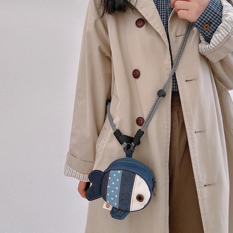 2025 New Clownfish Cartoon Mini Coin Purse: Cute & Versatile Denim Bag for Earphones