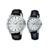 LTP Quartz Movement Genuine Leather/Genuine Leather/Cloth Strap Watch Unisex Silver Dial MTP-V004L-7A<P-V004L-7A
