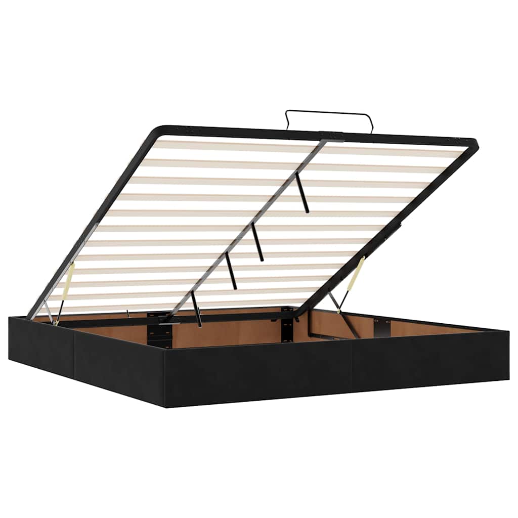 Ottomanenbett mit Matratze & LEDs Schwarz 180x200 cm Samt