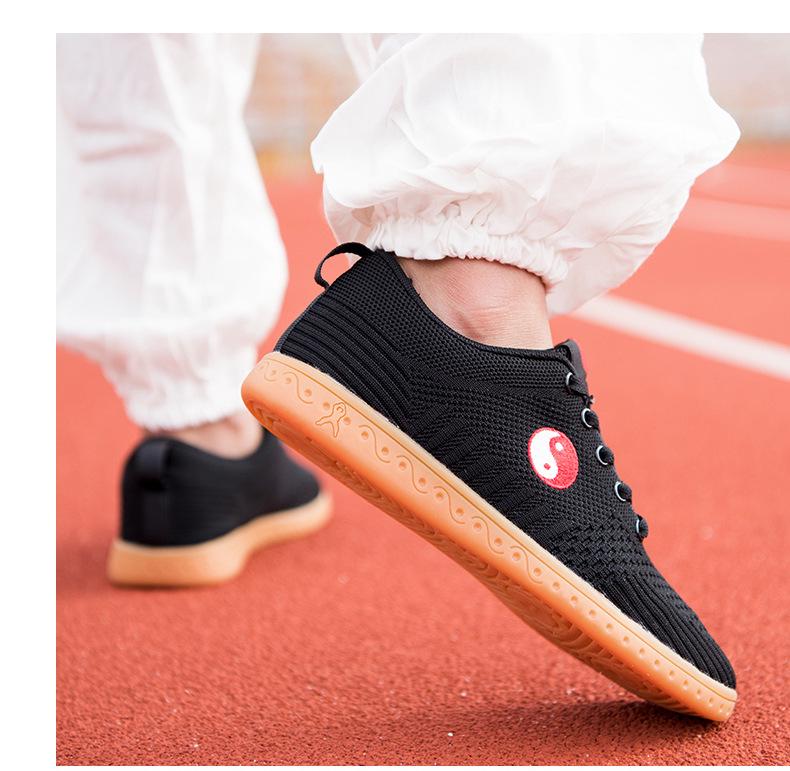 Prodyšné síťované boty na Tai Chi pro muže a ženy - Letní sportovní boty na Wushu a Kung Fu s podrážkou z hovězí šlachy