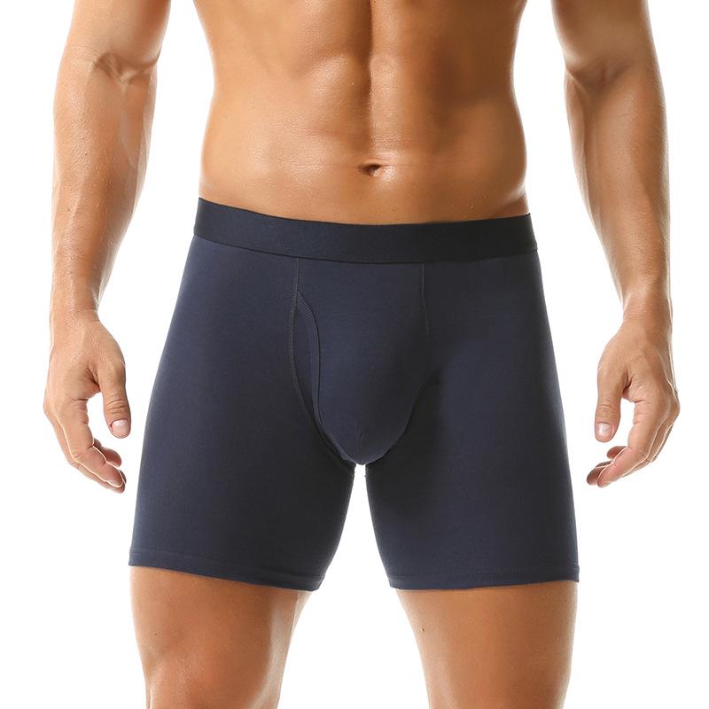 Men's Breathable Cotton Mid-High Waist Boxer Briefs with Side Opening and Anti-Chafing Design for Teens - European and American Style