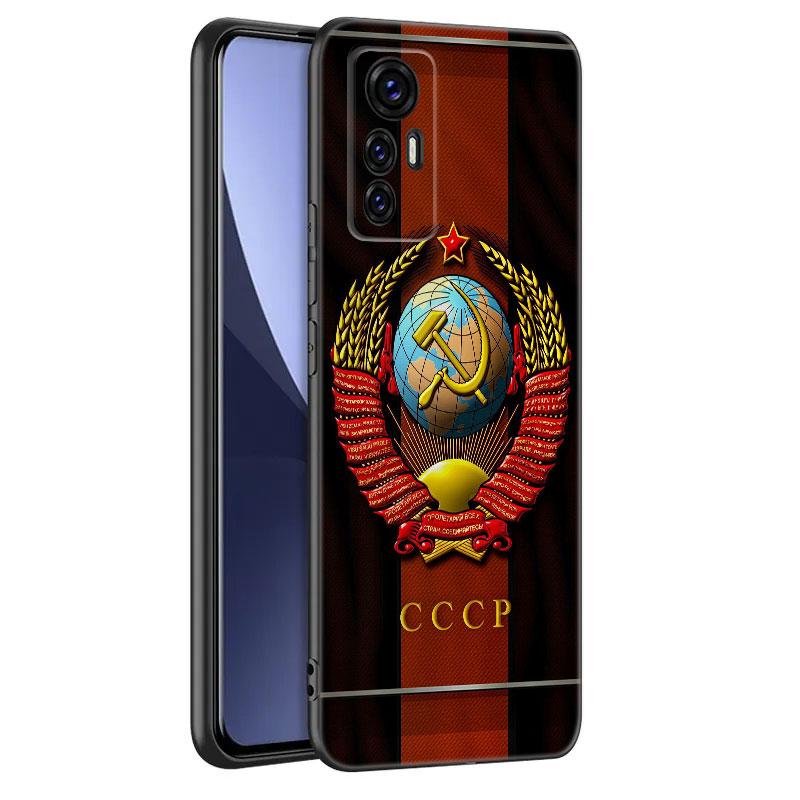 The USSR Flag Symbol Black Silicone Phone Case For Xiaomi Mi 9 SE 8 10T 11 12 13 Lite 9T 11T 12S 12T 13T 14 Pro 5G NE 11i 12X
