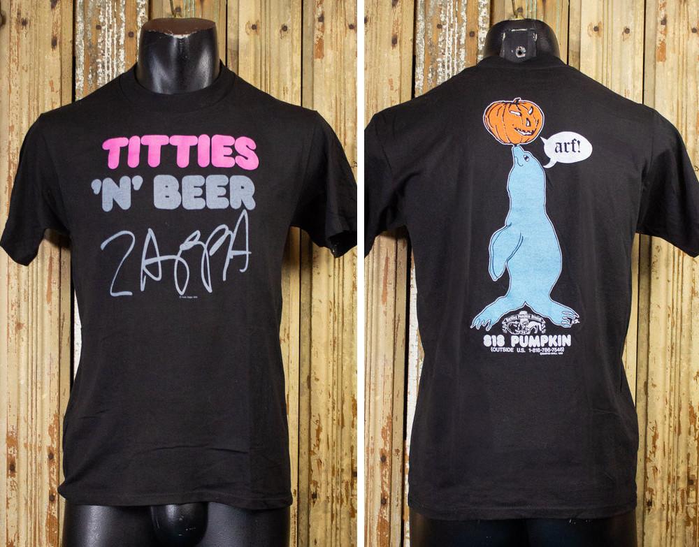 Vintage Frank Zappa Titties N Beer Concert T Shirt 1988 Black ms M
