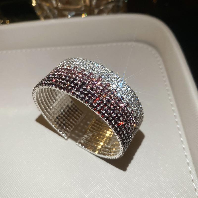 Diamond sparkle~ diamond-encrusted multi-layer round gradual change opening bracelet design sense niche bracelet fashionable exquisite jewelry
