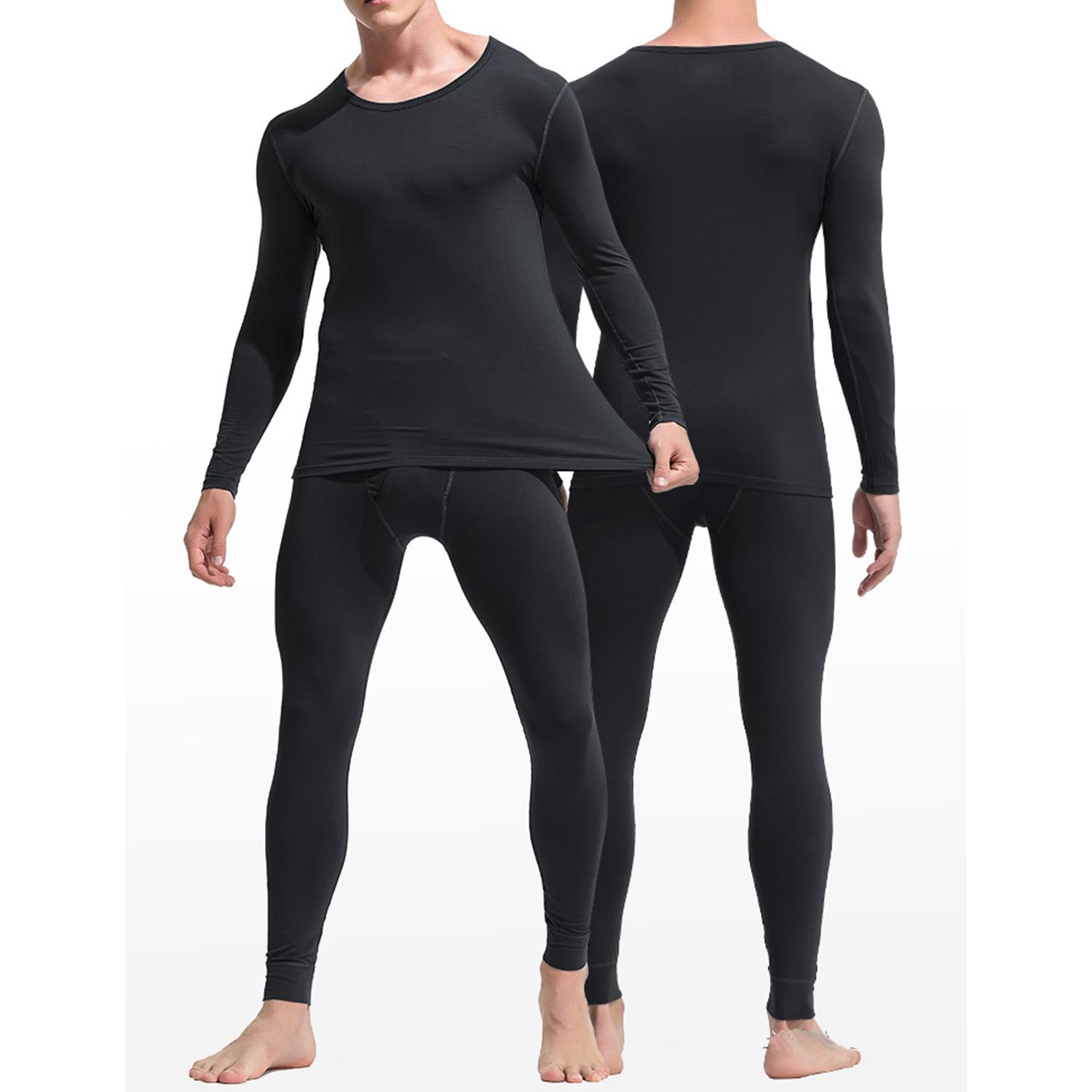 

Термобілизна Теплий Базовий Шар Сорочки Компресійні Кальсони Комплект для Чоловіків Холодна Погода Зима З Довгими Рукавами Зручні Штани М який Верх 2XL чорний