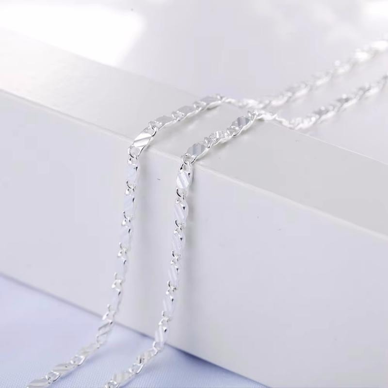 

925 Silver 16/18/20/22/24/26/28/30 Inch 2mm Charm Chain Necklace For Women Man Fashion Wedding Party Jewelry 75cm срібний