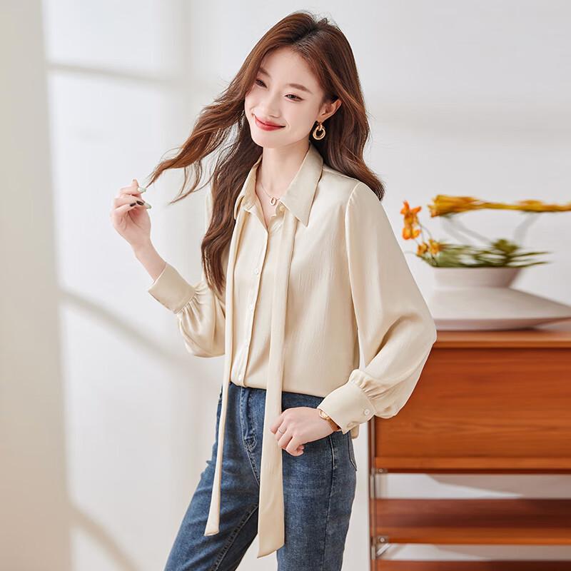 Women's Long-Sleeve Bow-Knot Blouse