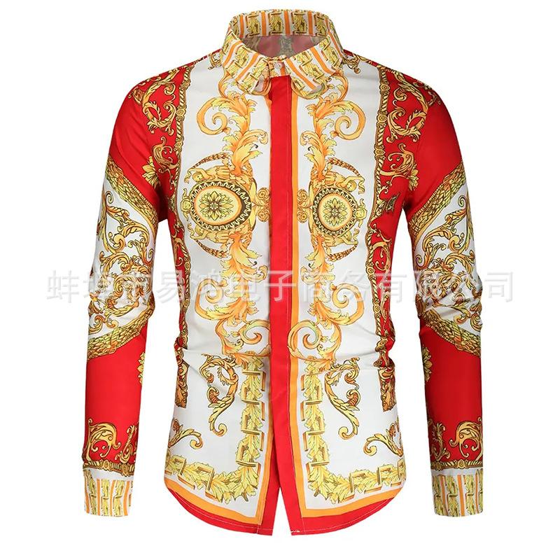 

Чоловіча сорочка. Чоловіча розкішна золота високоякісна сорочка з довгим рукавом. Бізнес-кежуал. Чоловічі сорочки з соціальним принтом. 2XL