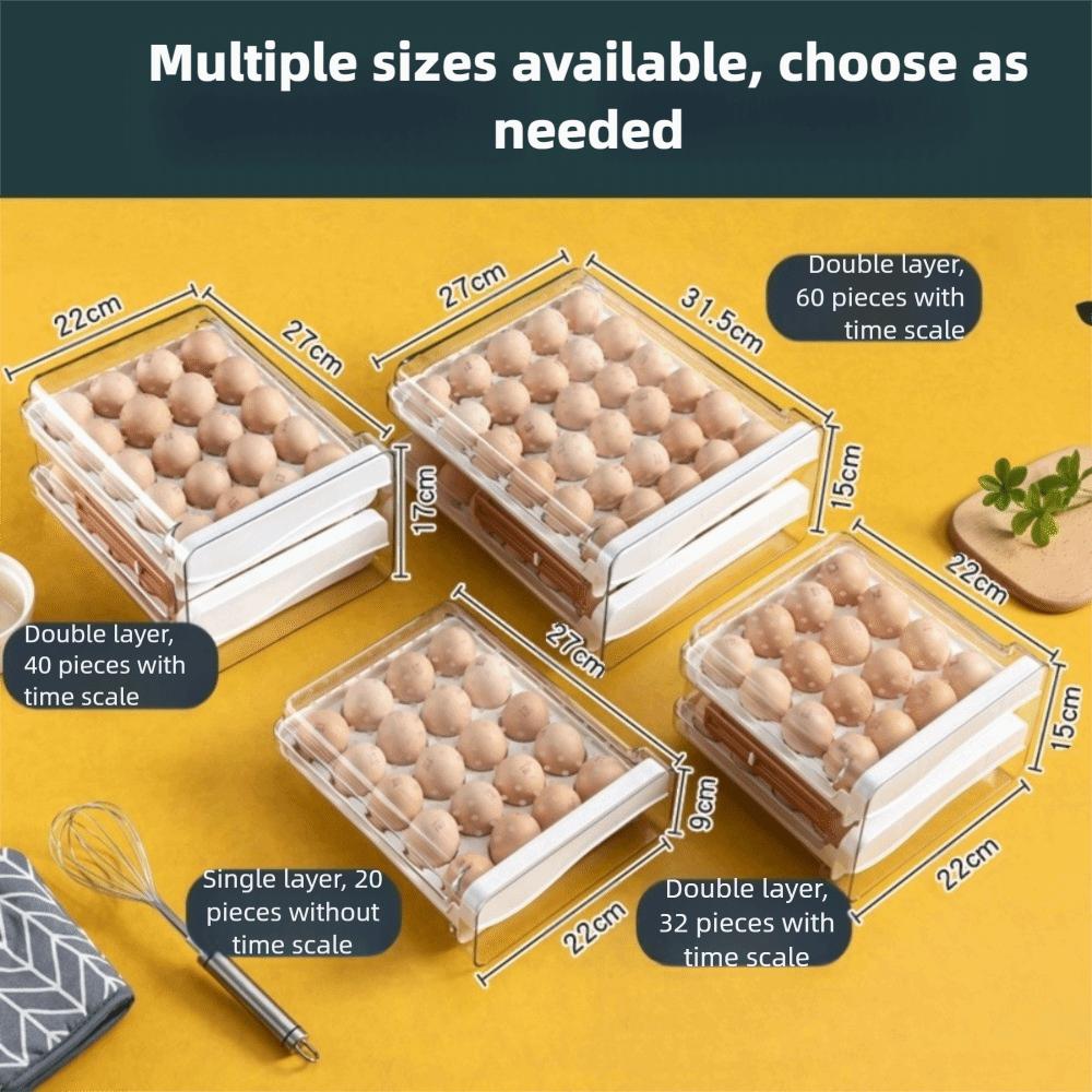 Space Saving Egg Fresh Storage Box Large Capacity Drawer Style Egg Storage Box  Food Preservation