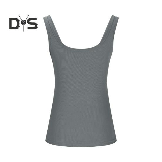Women Tops U-Neck Sleeveless Slim Fit Solid Color Tank Tops Ribbed Elastic Summer Casual Vest Work Wear