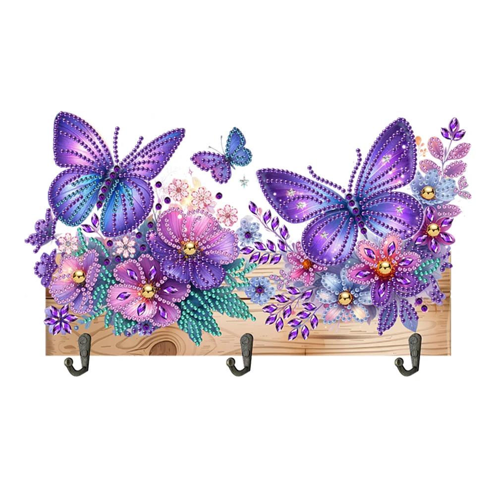 Wooden Special Shaped Warm Animal Family Diamond Art Hanging Hooks Rhinestone Painting Keychain Hanger DIY Crafts Decor