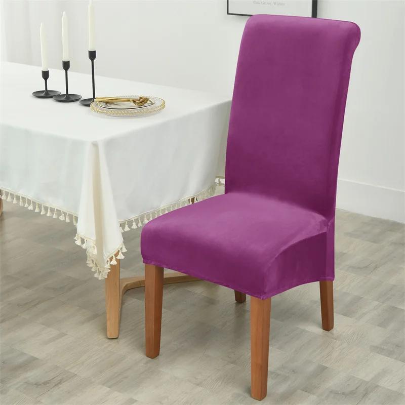 1/2/4/6pcs Soft Velvet Chair Cover Elastic High Back Dining Chairs Seat Case Solid Color Chair Slipcover for Dining Room Kitchen