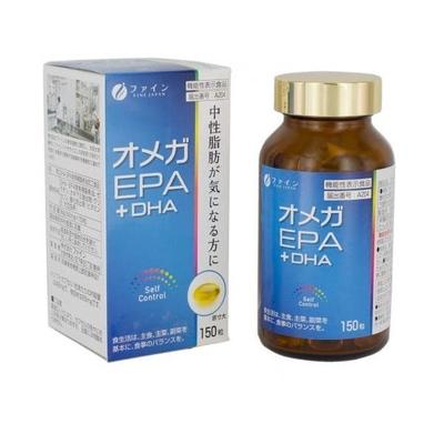 FINE JAPAN Omega EPA+DHA omega-3 asit kompleksi, 150 tablet