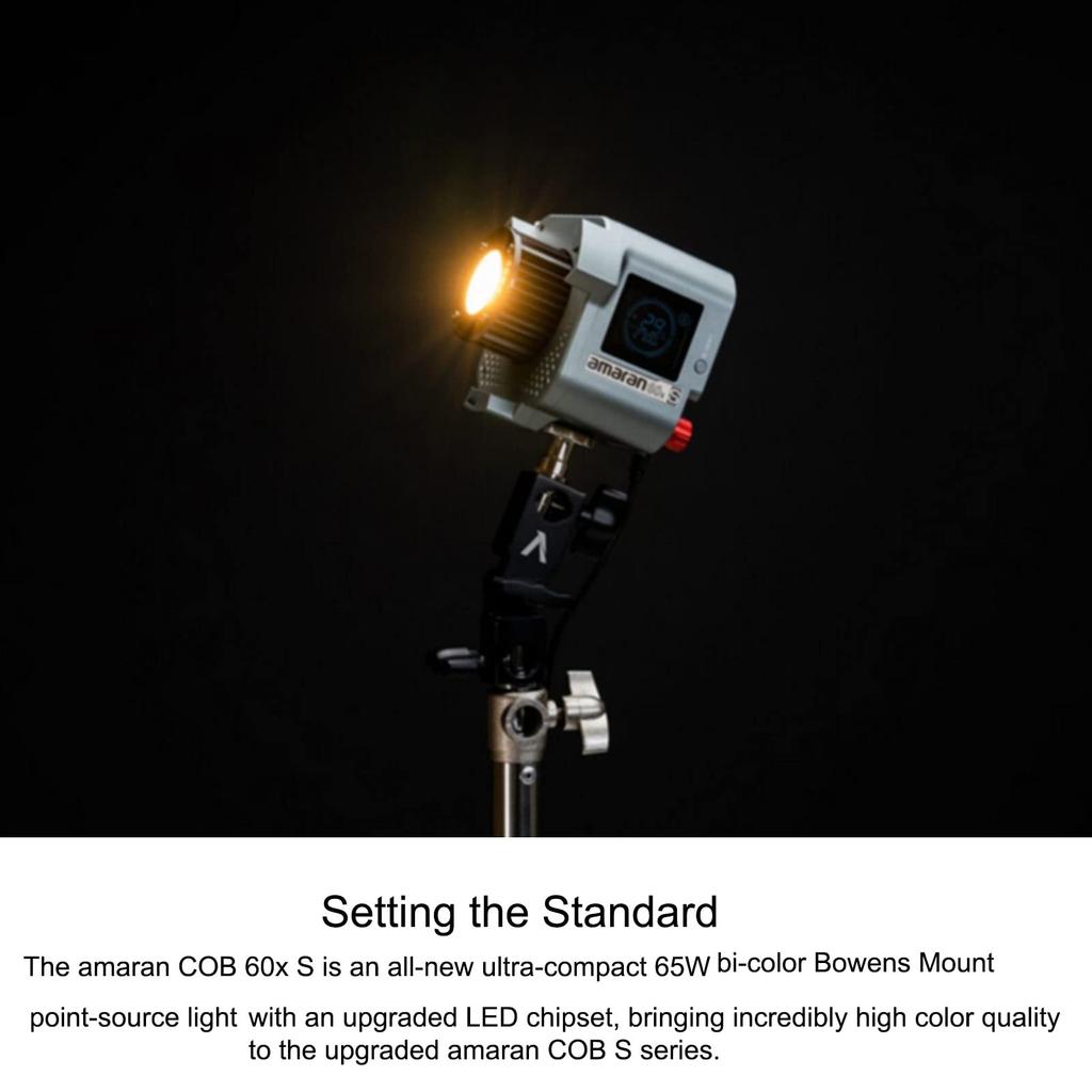 Aputure Amaran 60x S Small LED Video Photography Light 65W Output Color Temperature with Bowens Mount App Control Power Supply for Photography