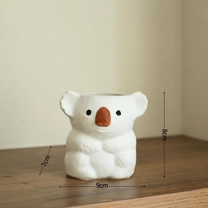 Cartoon Flower Vases Koala Shaped Ceramic Flower Plant Pots Mini Succulent Plant Potted Creative Animal Flowerpot Desktop Decor