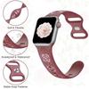 Bracelet for Apple Watch Series Ultra 2/3, 11, 10, 9 8 SE 7 6 5 4 3 2 1 46mm-45mm-44mm-42mm-49mm Red Silicone Floral Engraving