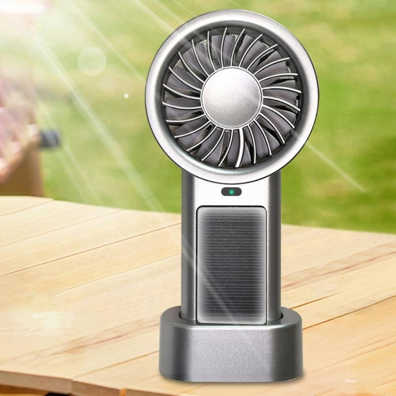 Portable Solar Charging Hand Fan 5 Speed Blower Handheld Fan Rechargeable Replacement For Camping Hiking Indoor Use
