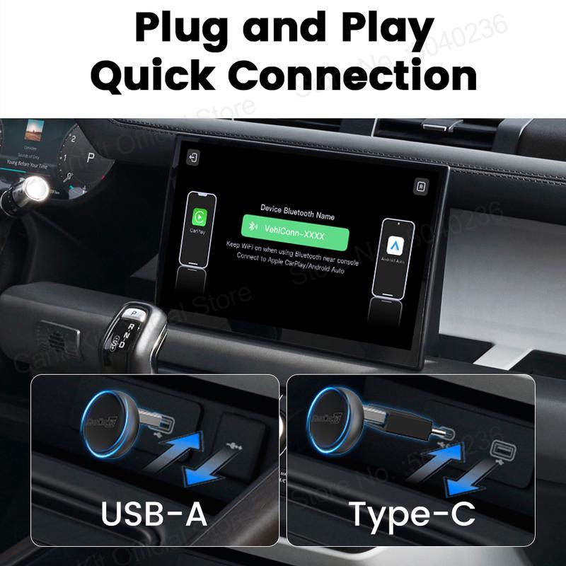 Mini Ultra 3 CarlinKit Wireless Android Auto & CarPlay Adapter 2.4Ghz&5Ghz WiFi BLE Auto Connect OTA Upgrade Mini Smart Car Box