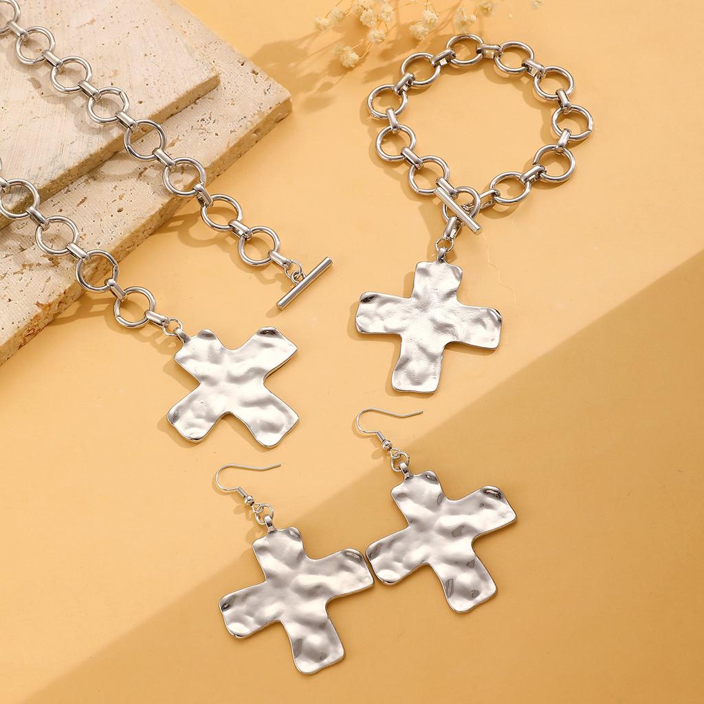 Cross Pendant Punk Jewelry Set Exaggerated Big Y2K for Women Party Jewelry Accessories 1 Set Geometric Circular Chain Jewelry Gifts Handmade