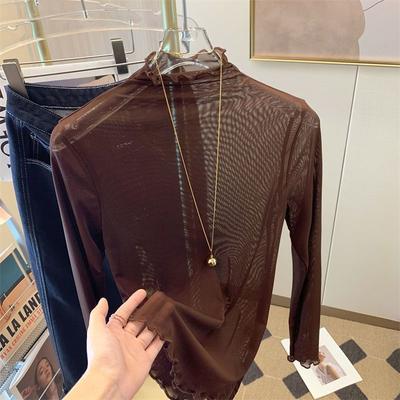 Pullovers Tops Women Long Sleeves Solid Color Vintage Fitted Sexy Undergarment Fashion Top Blouse Oversized Half Turtleneck Loose Shirt Slim Tops