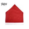 Office Cafe Holiday Chair Decor Christmas Cover, Red Santa Hat Dining Slipcover, Washable Fabric Covers Back Cover with Pom for Xmas Kitchen
