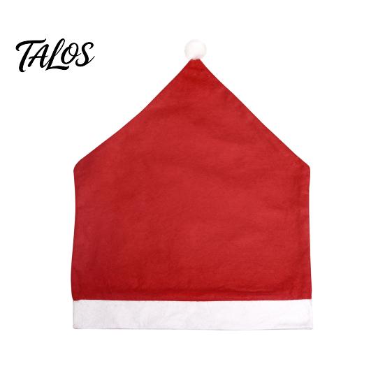 Office Cafe Holiday Chair Decor Christmas Cover, Red Santa Hat Dining Slipcover, Washable Fabric Covers Back Cover with Pom for Xmas Kitchen