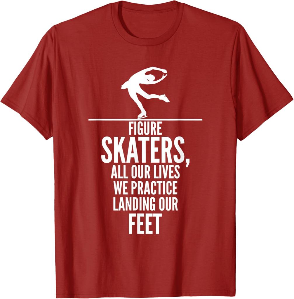 Figure Skaters Practice Landing Funny Graphic TShirt Casual Cotton Tee for Skaters