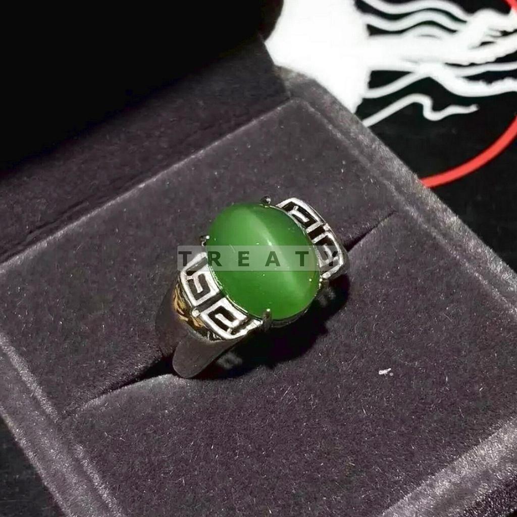 Jade Oval Cut Gemstone With 925 Sterling Silver Ring For Men's #349 JL375732478132